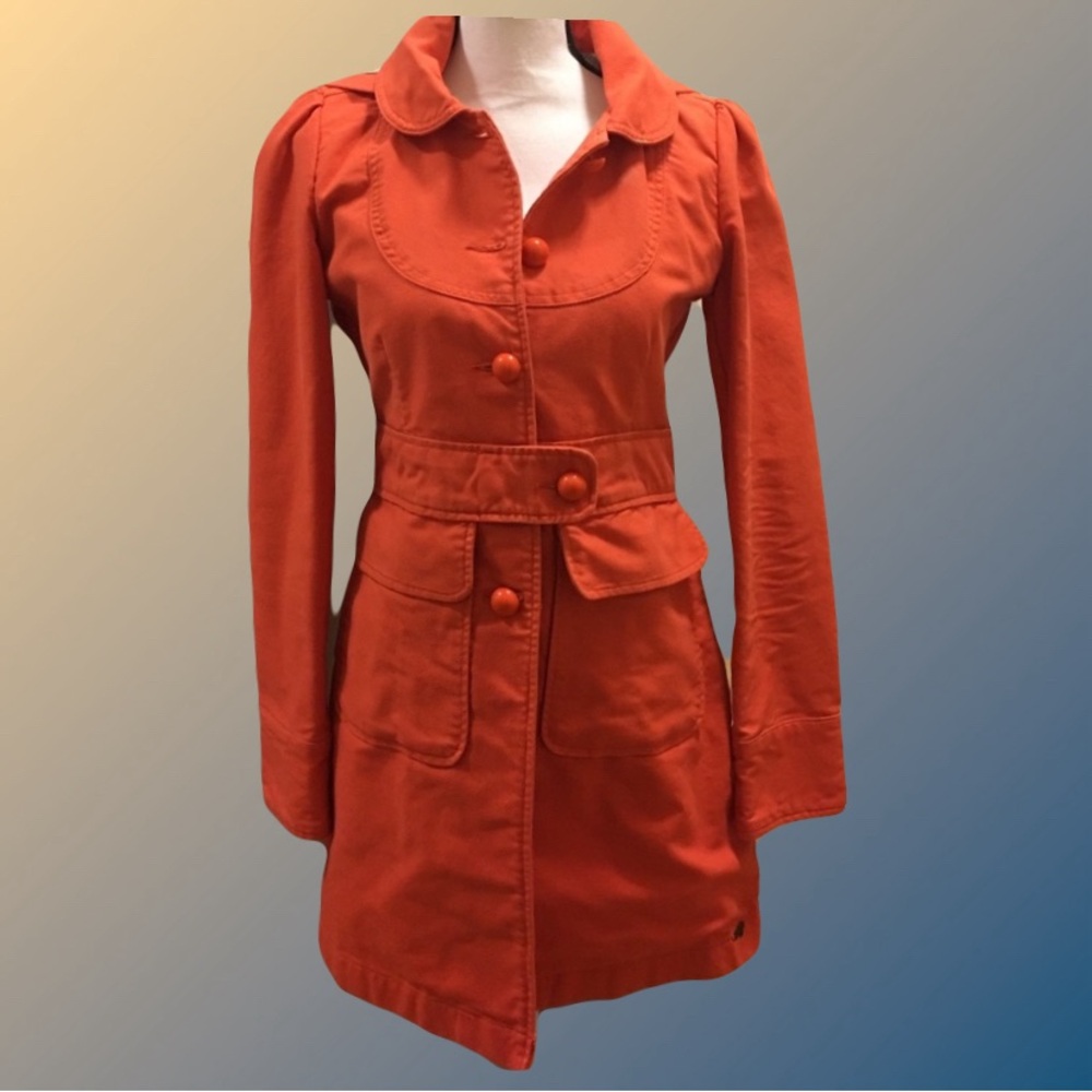 ROXY orange trench style coat. Size small.